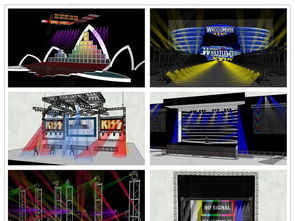 精品舞美背景设计舞台走秀T台灯光音响射灯SU模型模型下载